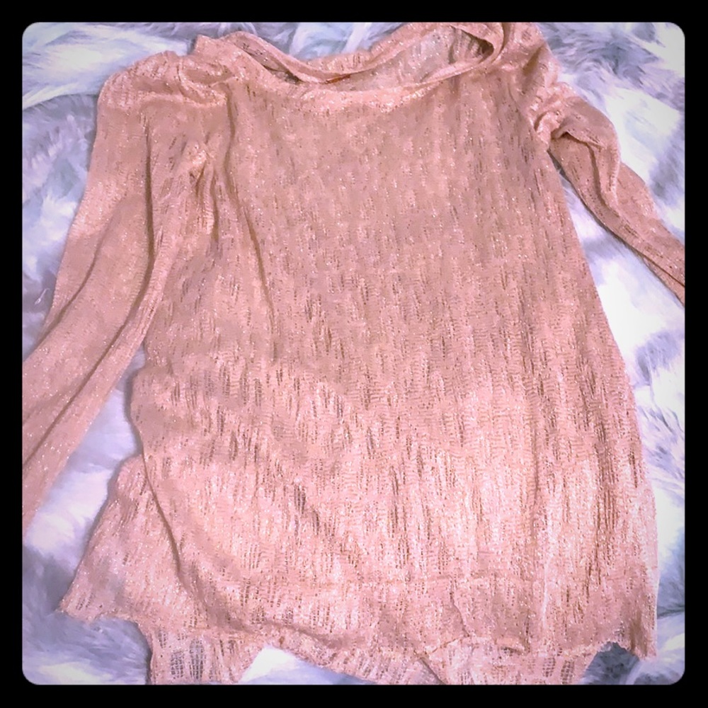 Sheer shimmer long sleeve fashion top
